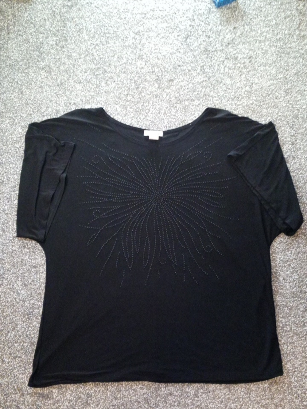 Women's Black Embellished Scoop Neck Blouse